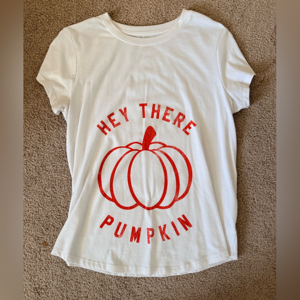 Pregnancy White Tee with Pumpkin Graphic